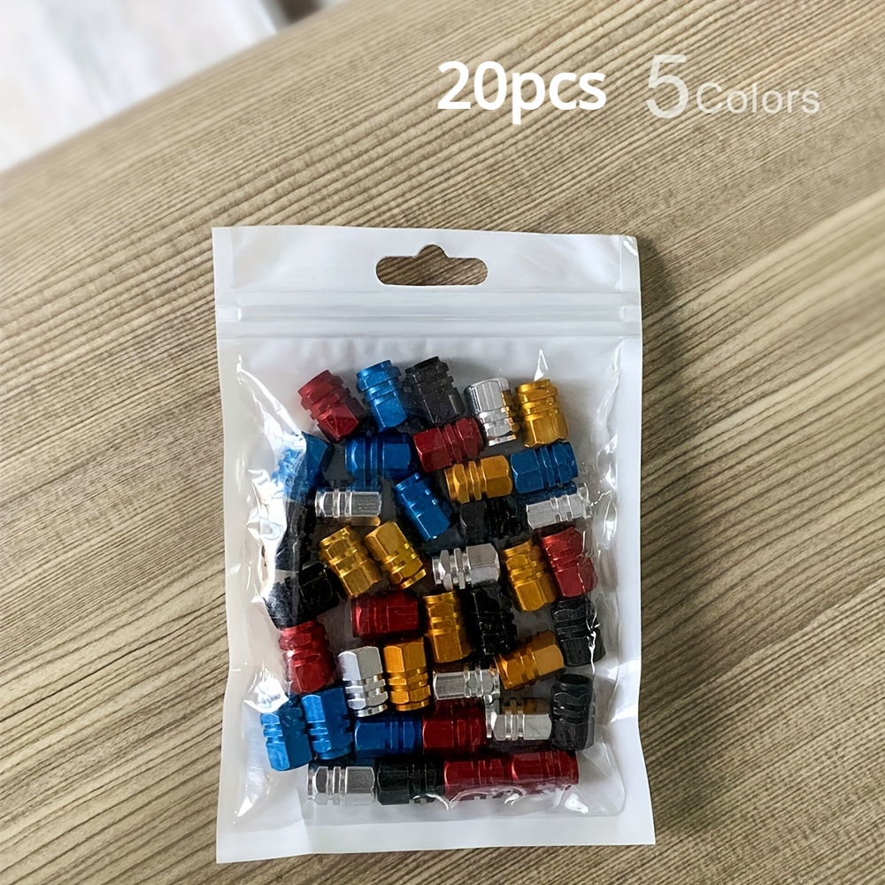 TEMU 20pcs Stainless Steel Valve Caps For - Durable Tire In 5 Colors (red, Blue, Black, Gold, Silver)
