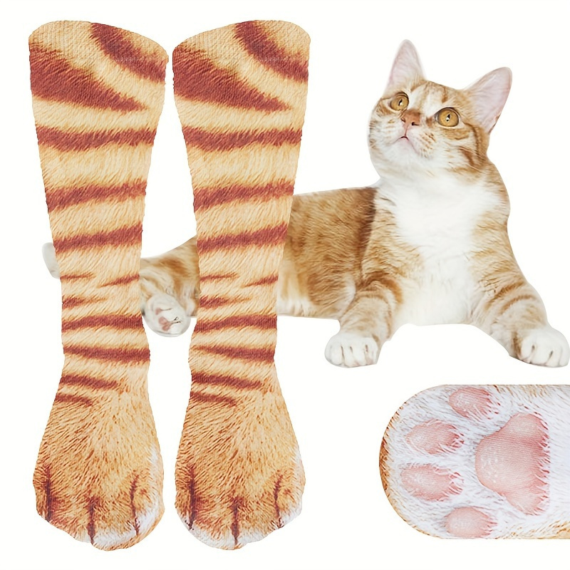 

Men's Cozy Cat Paw Socks - Novelty & Comfortable, Fall/winter, Creative, Casual