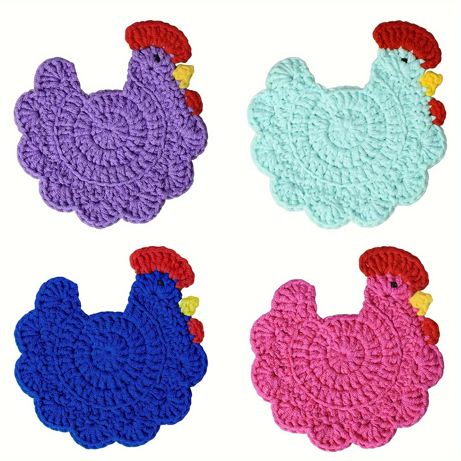 

1pc Handmade Crochet Chicken Coaster - Table And Home Decoration, Ideal Gift For