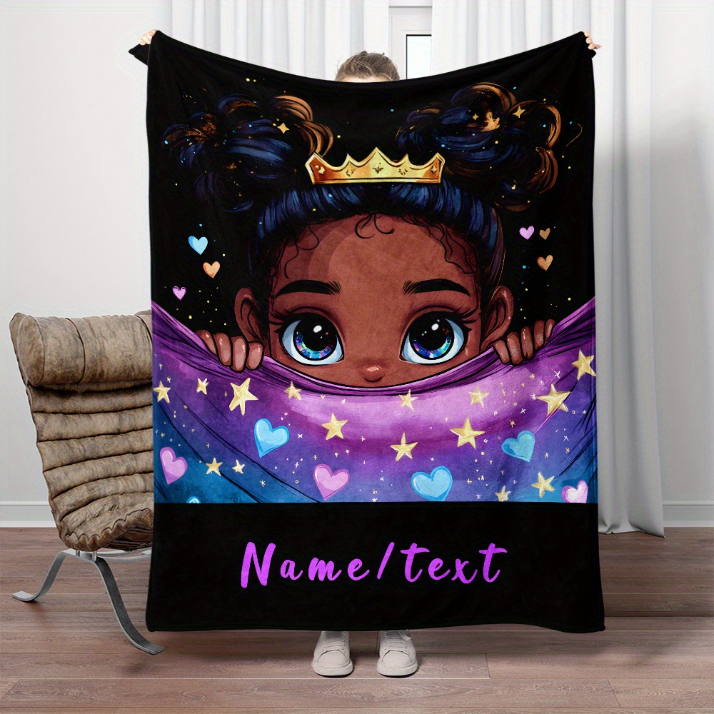 

1pc Custom Name Blanket The Princess - Lightweight Flannel Throw For Sofa, Bed, Travel, Camping, Livingroom, Office, Chair, And Bed - Digital Printing Soft And Warm Flannel, Party, Favors