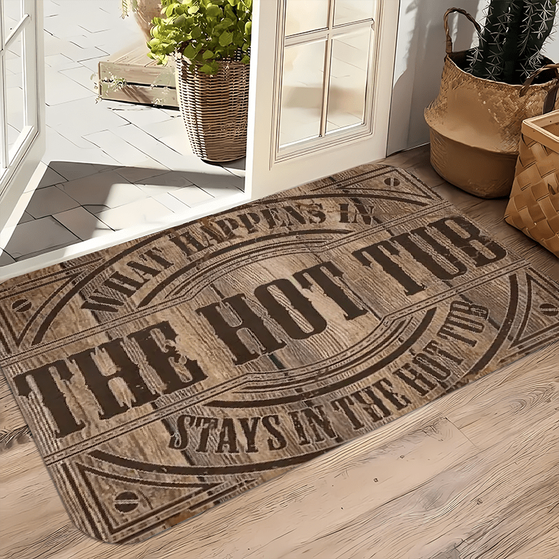 TEMU Welcome Doormat Featuring A Wood Grain Design, Suitable For Indoor And Outdoor Use. Ideal For Kitchens, Homes, Offices, Laundry Rooms, And