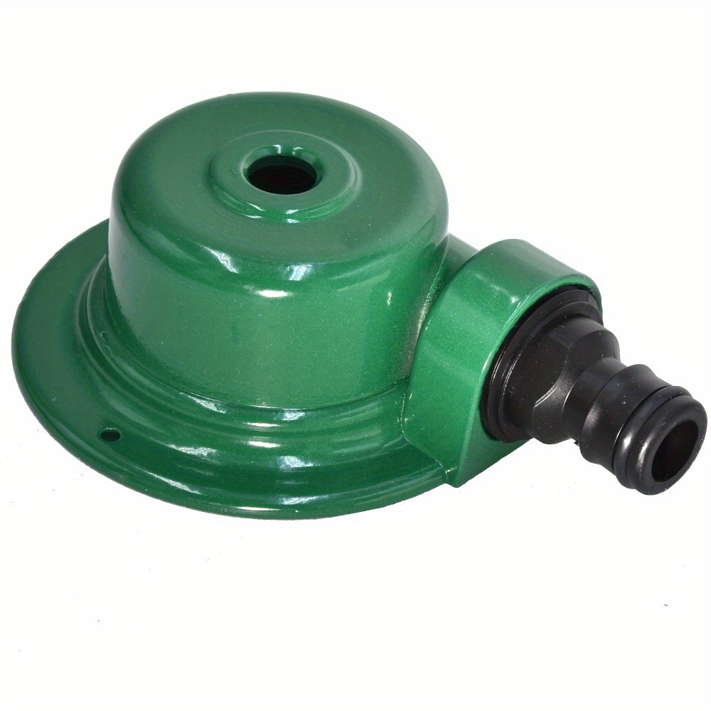 Image of Green Zinc Alloy Nozzle For Lawn Sprinklers, Ideal For Large-scale Watering And Outdoor Water Activities On Grass.