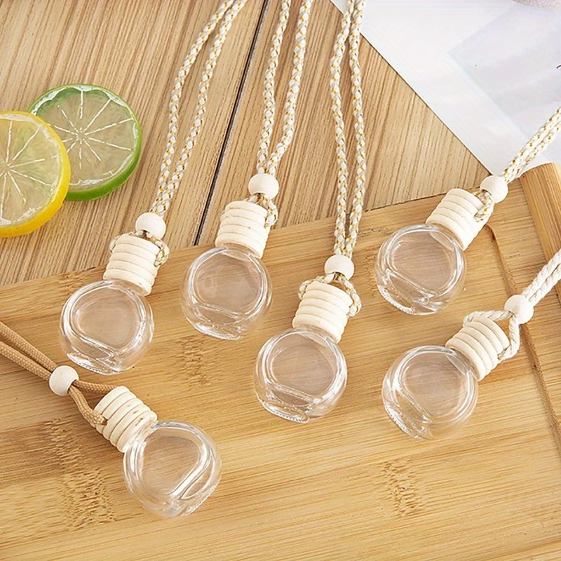 

22pcs Refillable Car Bottles - Clear Oil Pendants Wooden & Hanging Strings