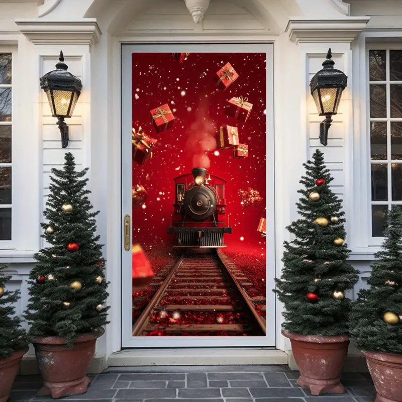 

Polar Christmas Door Curtain - Santa & Gift , " X 35.4", Indoor/outdoor Holiday Decor Flag, Christmas Decor