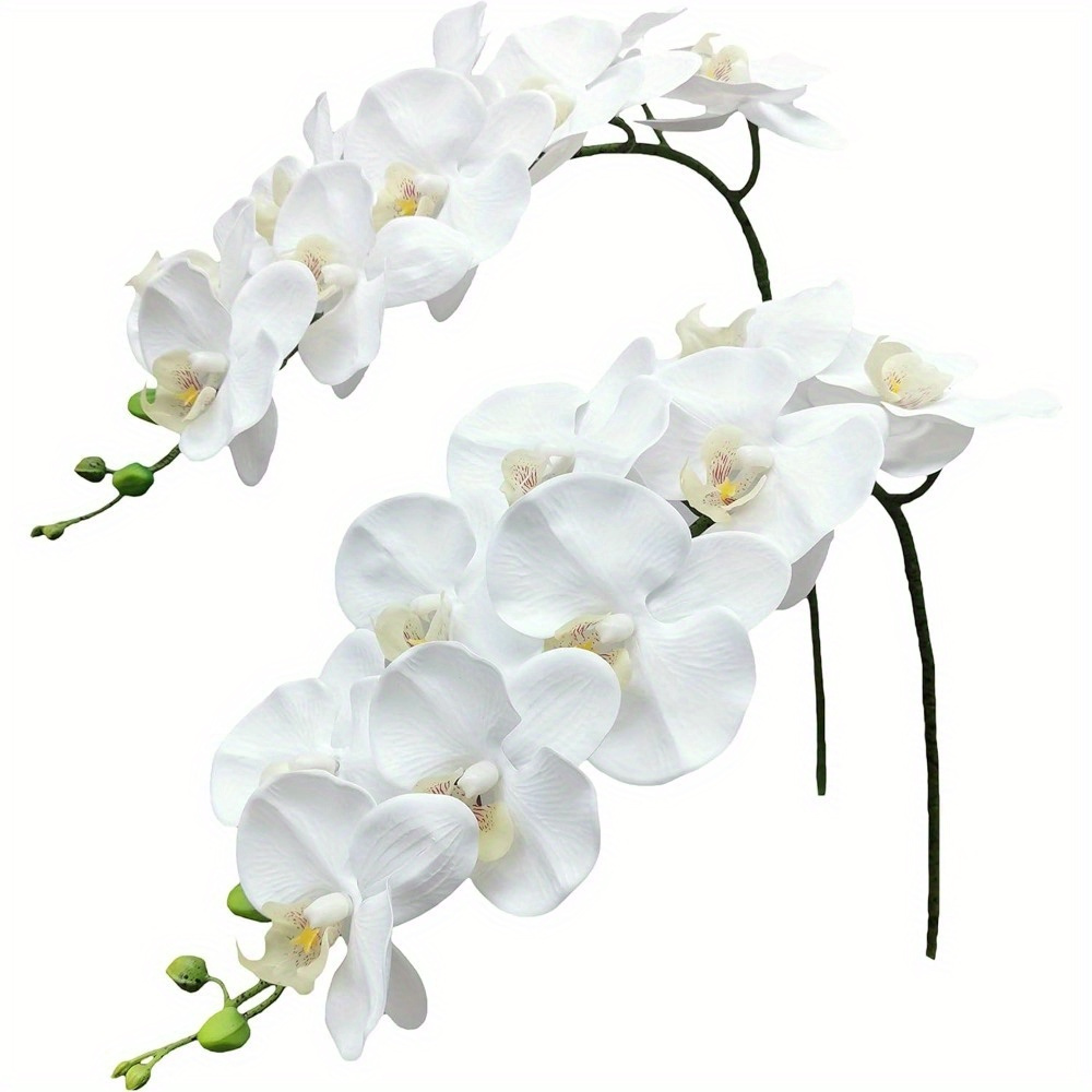 

2-pack White Silk Orchid Stems, Real Touch Artificial Orchid For Reunion, Valentine's, Day, Easter, Wedding Party Home Decor, No Electricity Needed