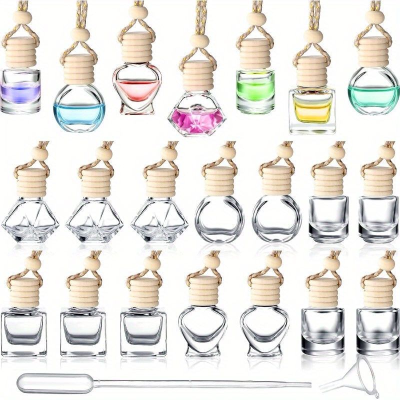 

20 Pcs Refillable Glass Car Diffuser Bottles, Unscented Hanging Air Freshener Pendants, Aromatherapy Essential Oil Vials With Rope For Auto Interior Decor