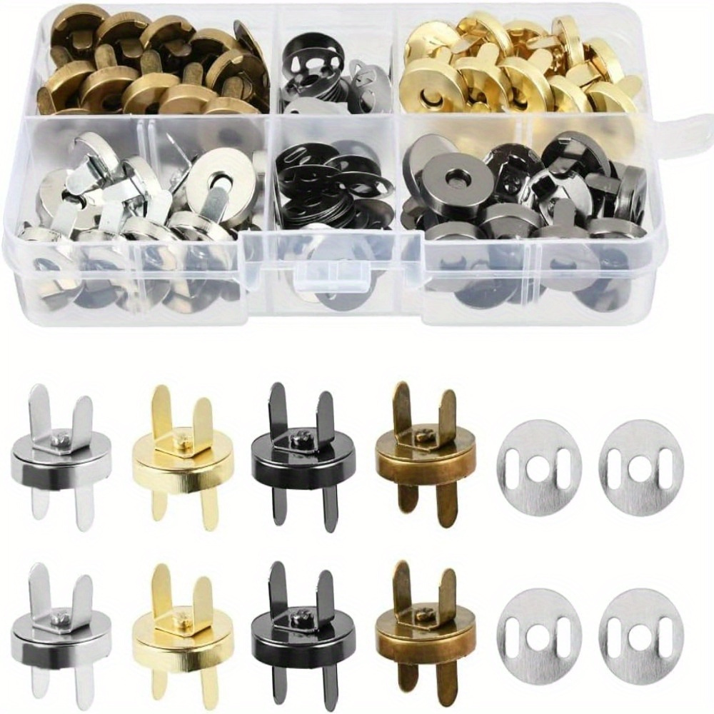 TEMU 40 Sets 14mm White Metal Magnetic Clasps - Heavy-duty Fasteners For Sewing, Diy Crafts, Purses, Bags & Leather Goods