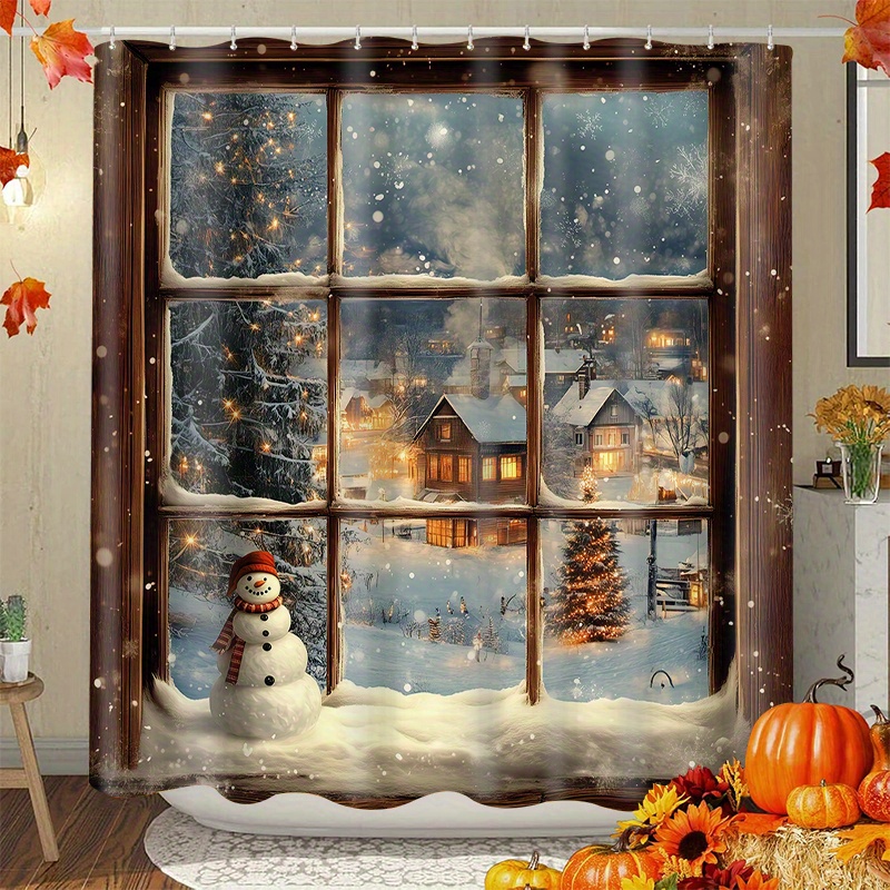 

Paradise, Christmas Shower Curtain - , Includes 12 , For Bathroom Decor, Christmas Decor