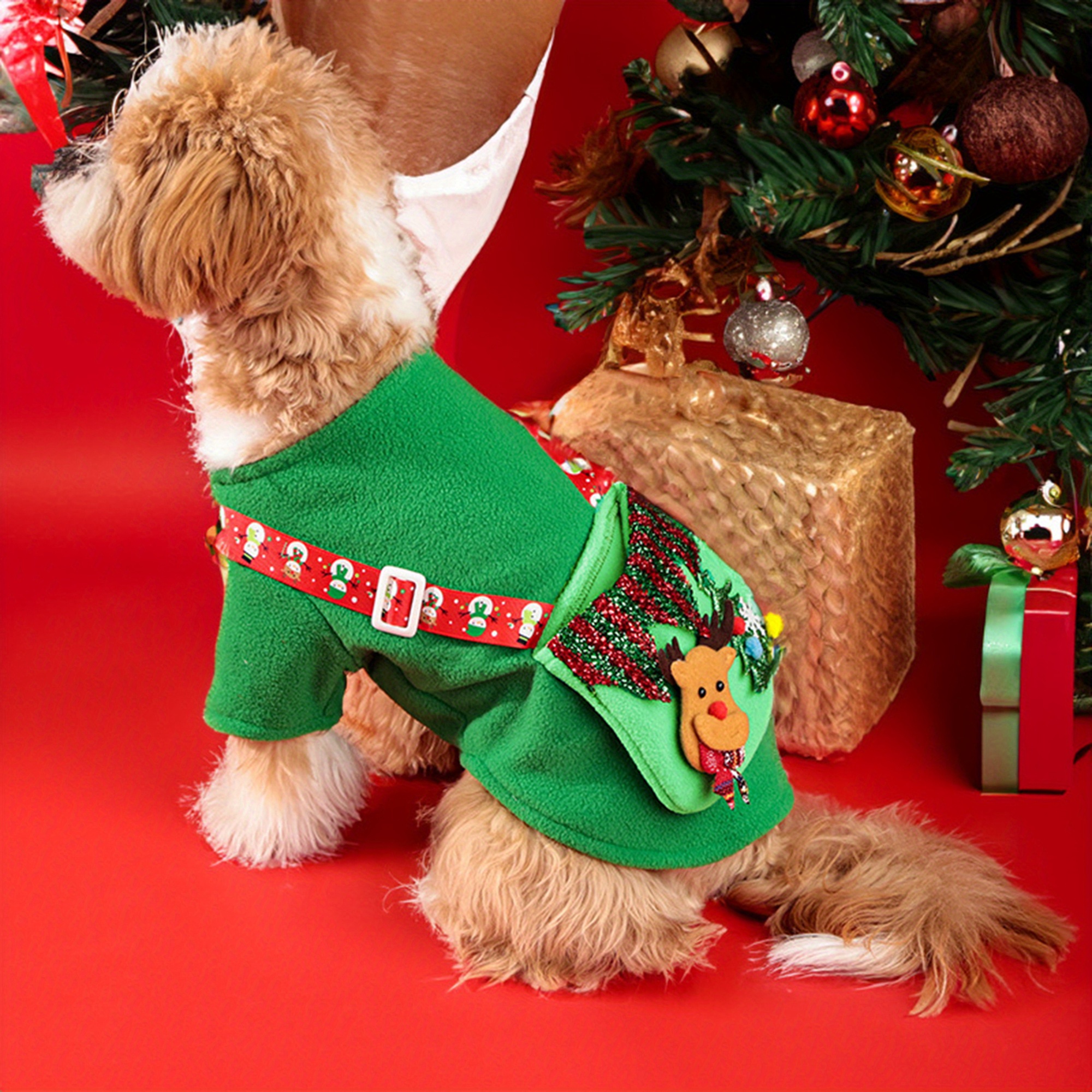 festive christmas dog shirt with pocket cozy polyester pet