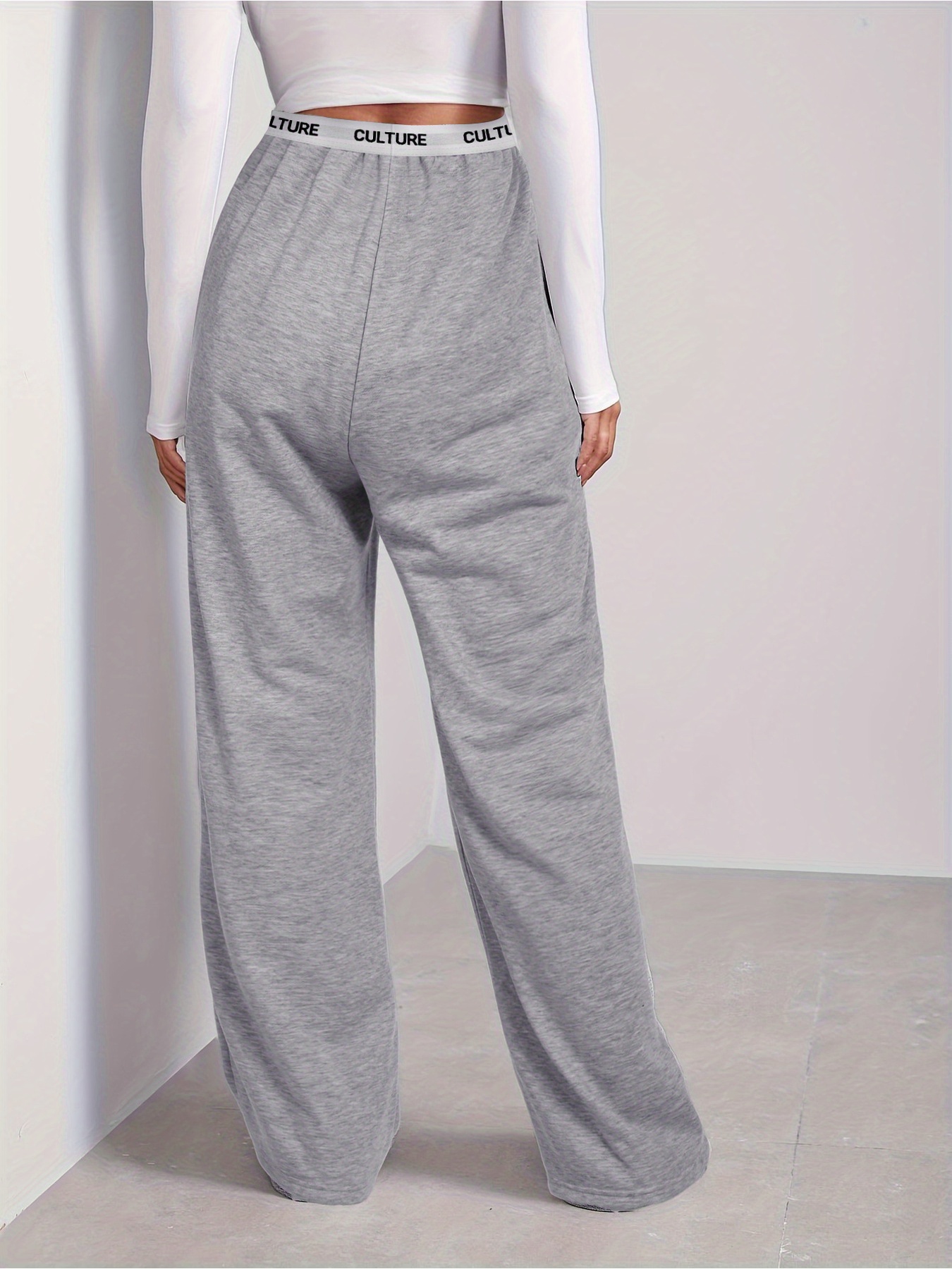 calças de moletom femininas cintura com estampa de Temu Brazil