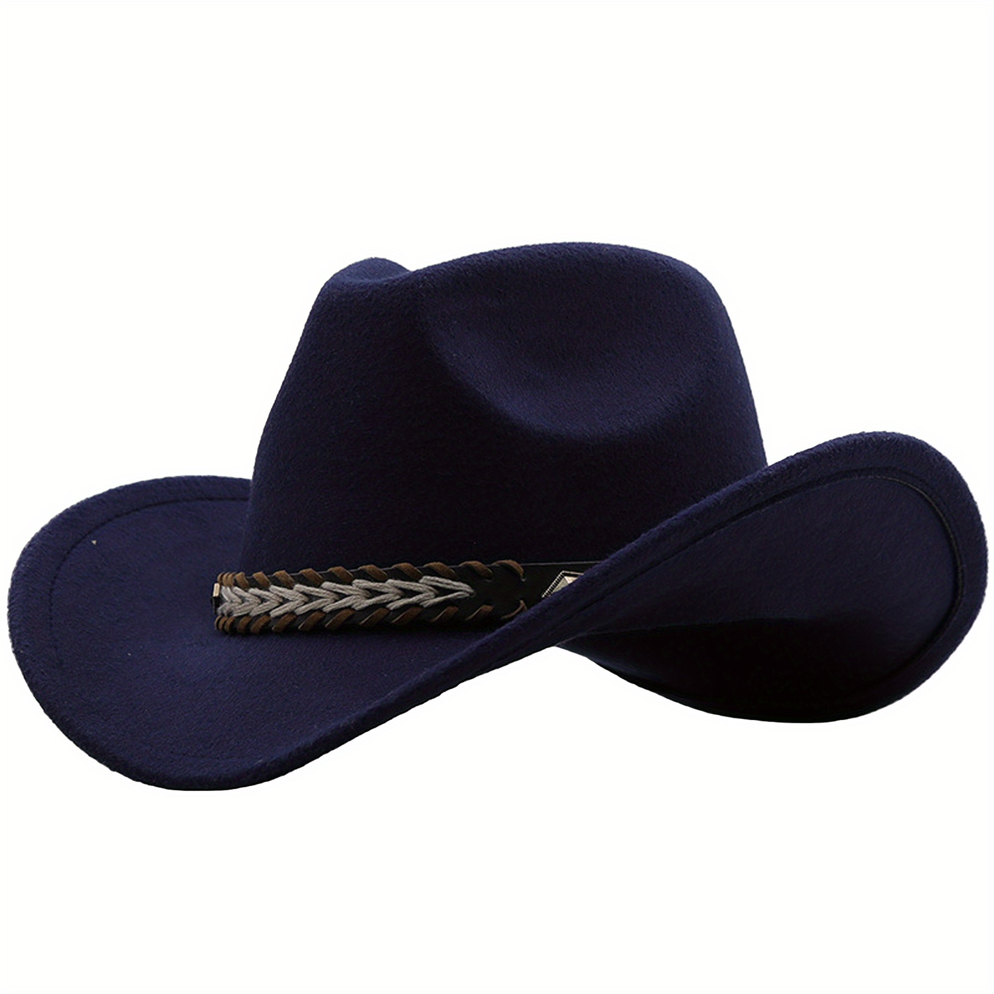 classic western cowgirl hat wide braided belt lightweight - Temu display picture 1