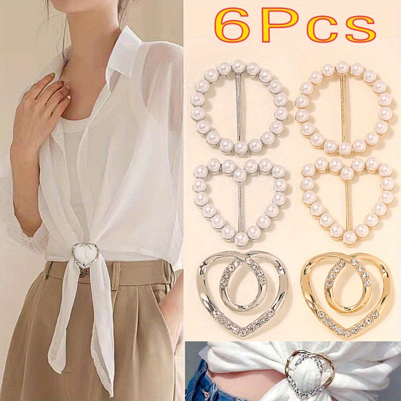 TEMU 6pcs Scarf Ring Clip - T-shirt Ties Clips Clothes Corner Knotted Button For, Loose Tshirt Clothes Scarf , Suitable For Fixing Shirt Hem & Clothing Accessories.suitable For Men And Women.
