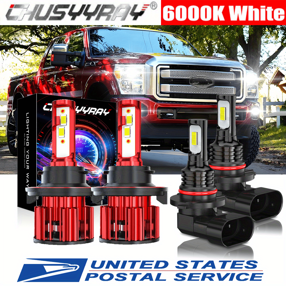 

Led Headlight+fog Light Bulbs Combo 9008+9145 F250 2005-2019 Two-sided Cob Chip 120w 32000lm 6000k White