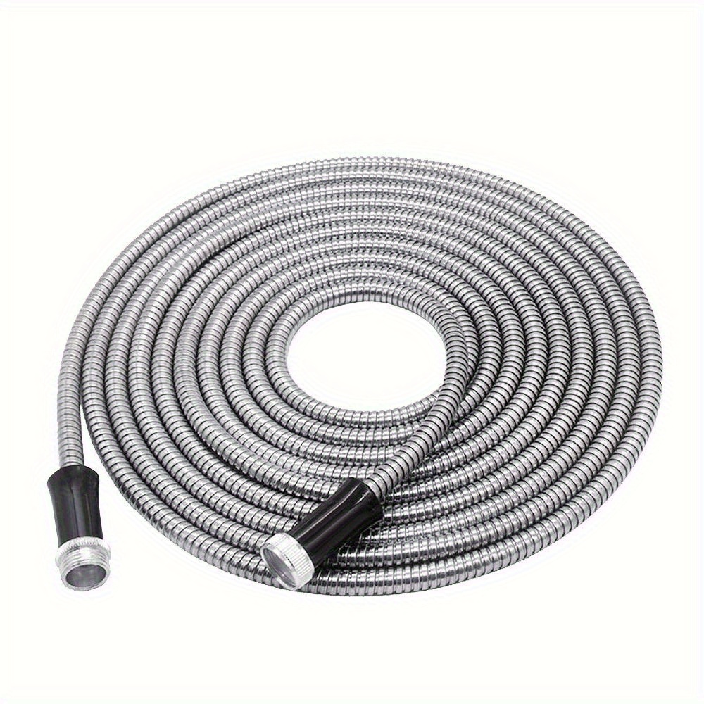 

50 Ft Stainless Steel Garden Hose 304 Metal Hose, Flexible Water Hose Shower Hose With Nozzle, Pet-proof, -proof, Puncture-proof Metal Leak-proof Hose