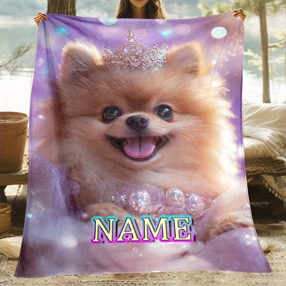 

Customizable Dog Print Fleece Blanket - 1pc Personalized Pet Throw For Sofa, Bed, Travel - Polyester, No Feathers, Electricity-free, Soft Warm Flannel Fabric, Ideal Gift For Pet Lovers