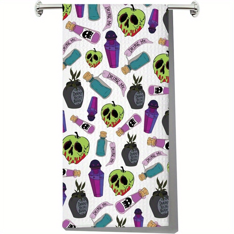 

Polyester Dish Towel - Modern Woven Kitchen Cloth With Cartoon Theme, Super Soft & Machine Washable, Oblong Shape - Villain Gift Kitchen Accessory, 18x26 Inches (1 Piece Set)