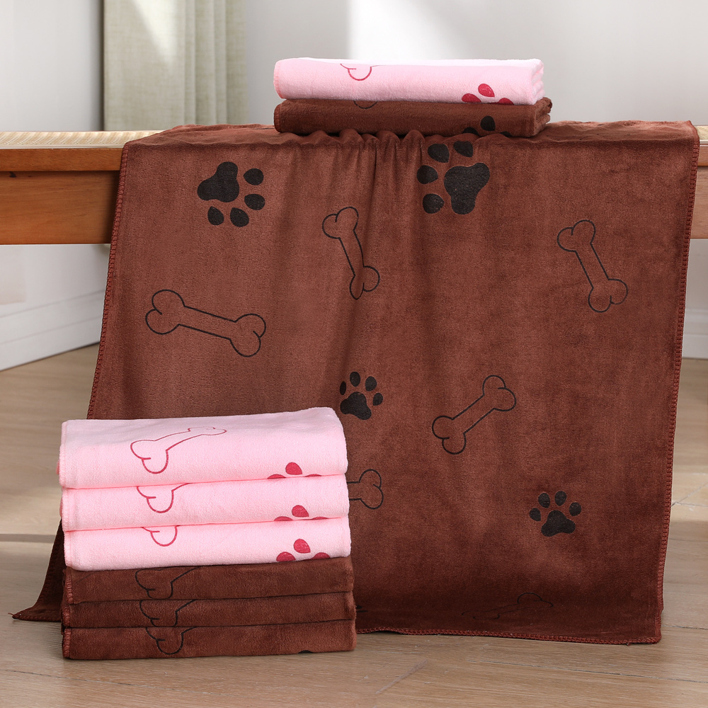 

Microfiber Pet Towel For Dogs, Ultra-absorbent & Quick Drying, Bone & Paw Print Pattern, Machine Washable - Ideal For All Breeds & Sizes