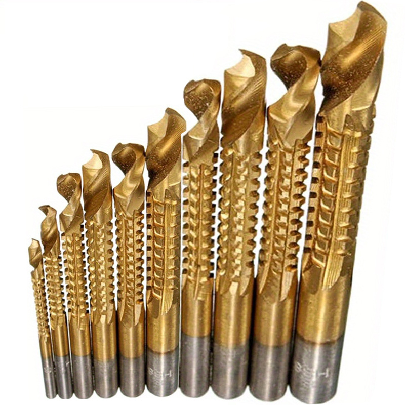 TEMU 10pcs Cobalt Drill Bit Set Spiral Screw Metric Composite Tap Twist Drill Bit Set Metal Special Tap Drill Bit