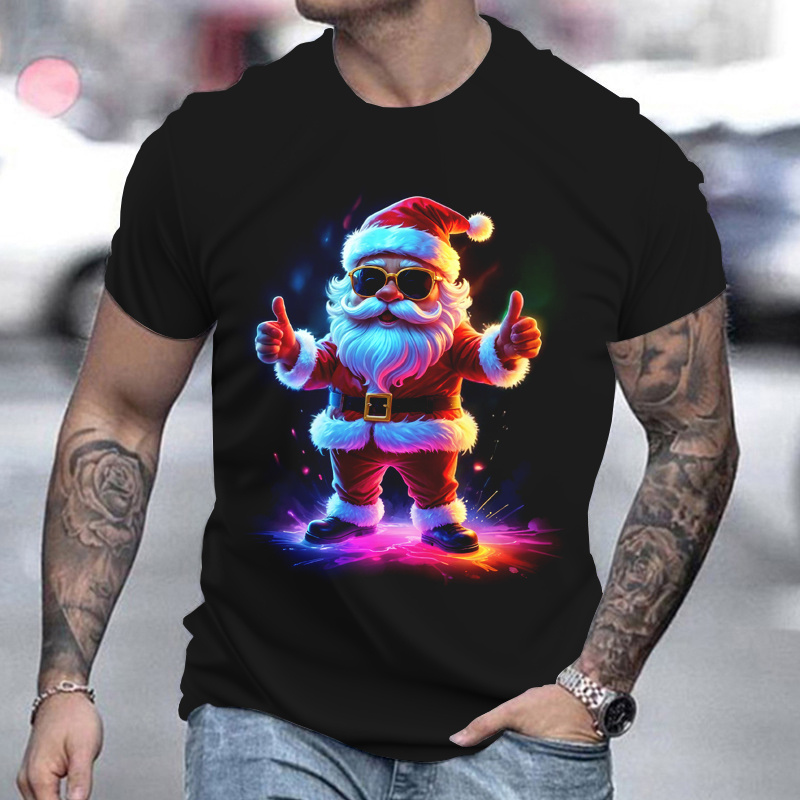 

T-shirt imprimé en 3D pour homme, coupe décontractée, avec motif de Noël, pour adulte, à en été.