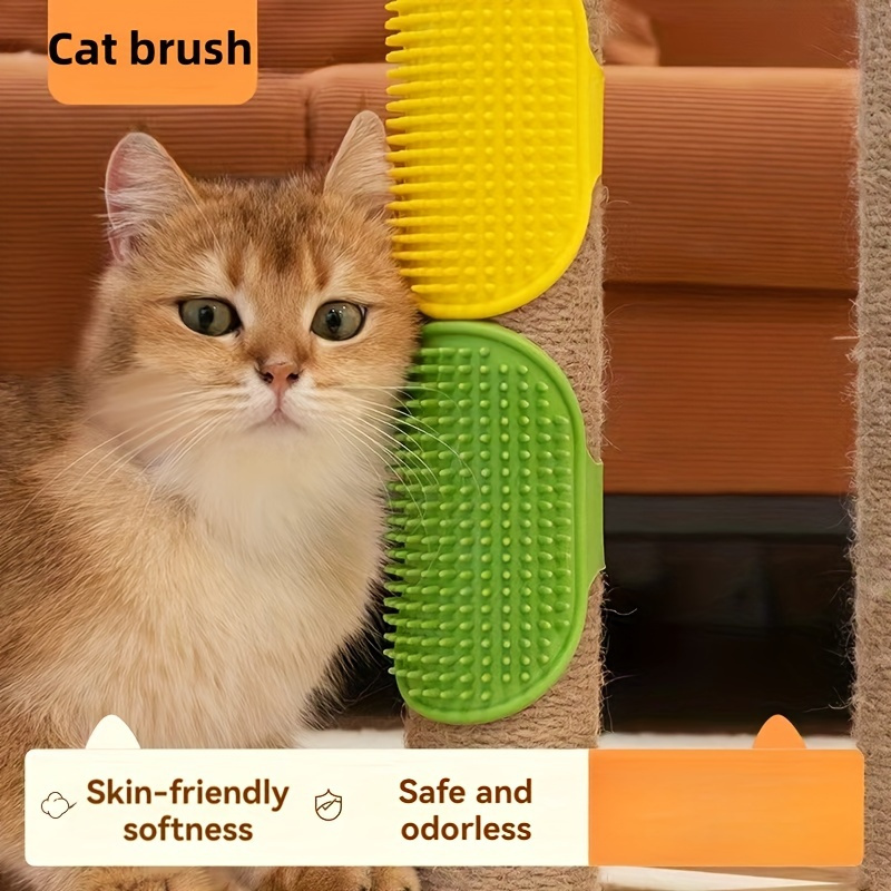 

2pcs Silicone Cat Grooming Brushes - Multifunctional, No Batteries Required, Ideal For Shedding & Massage