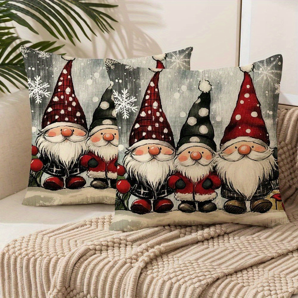 

2pcs Christmas Pillow Case Set Short Plush Decorative Throw Pillow Covers For Sofa Living Room Outdoor