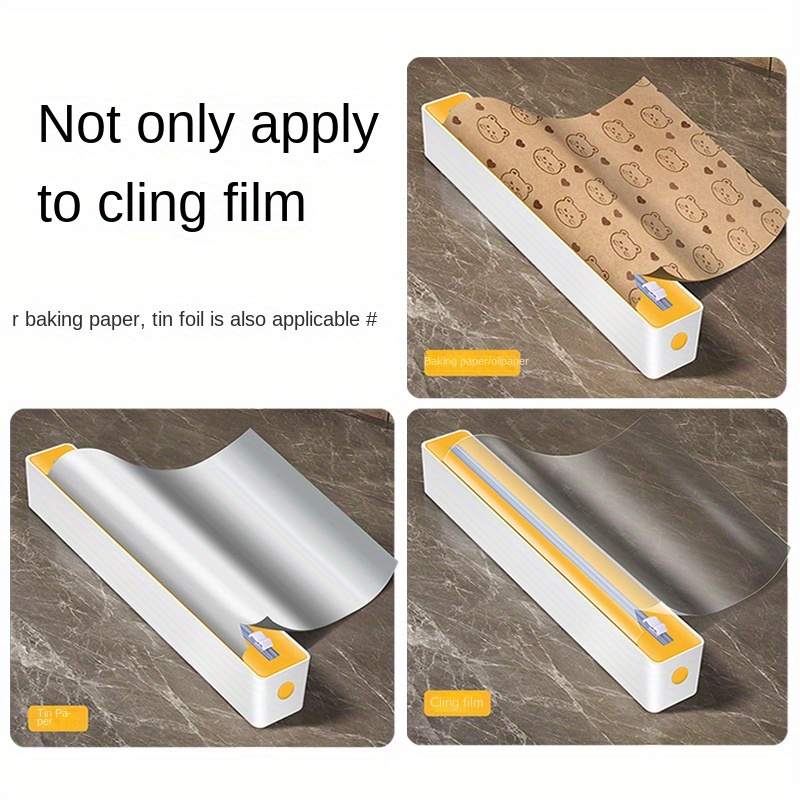 1pc adjustable magnetic kitchen   cling film baking paper foil cutter tool wall mounted non electric plastic storage box for home rv use details 2