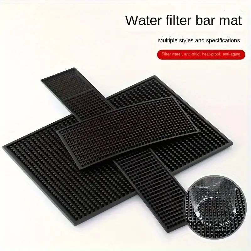 Image of 3pcs Set Of Mats, Premium Water-filtering Mats, Bar Mats, Silicone Bar Mats, Dish Drying Mats, Cocktail Bartender And Countertop Bar Mats In Black (18" X 12" + 23" X 3" + 12" X 6")