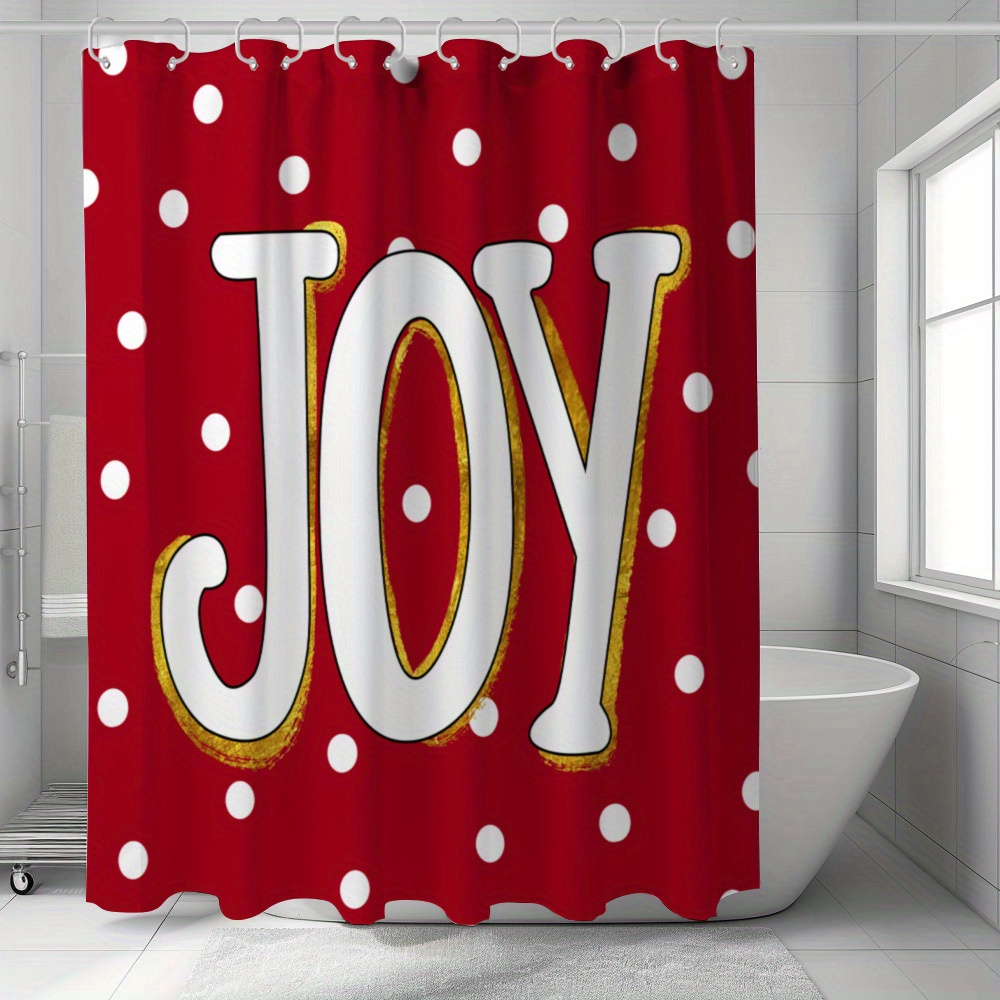 

Decor, Christmas Shower Curtain - , Red & "joy" , - Includes 12 For - Bathroom Decor