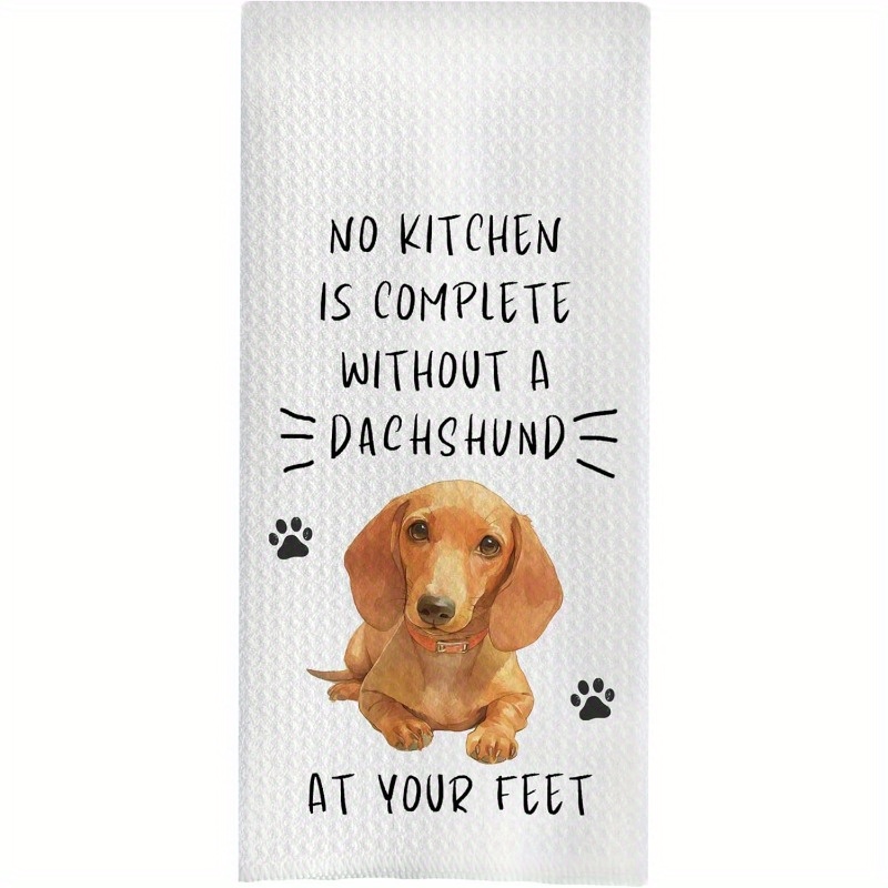 

1pc, Dachshund Kitchen Towel, 18x26 Inches, Funny Cartoon , Modern Polyester Dish Towel, Soft Washable, Rectangular, For Home & Kitchen Decor