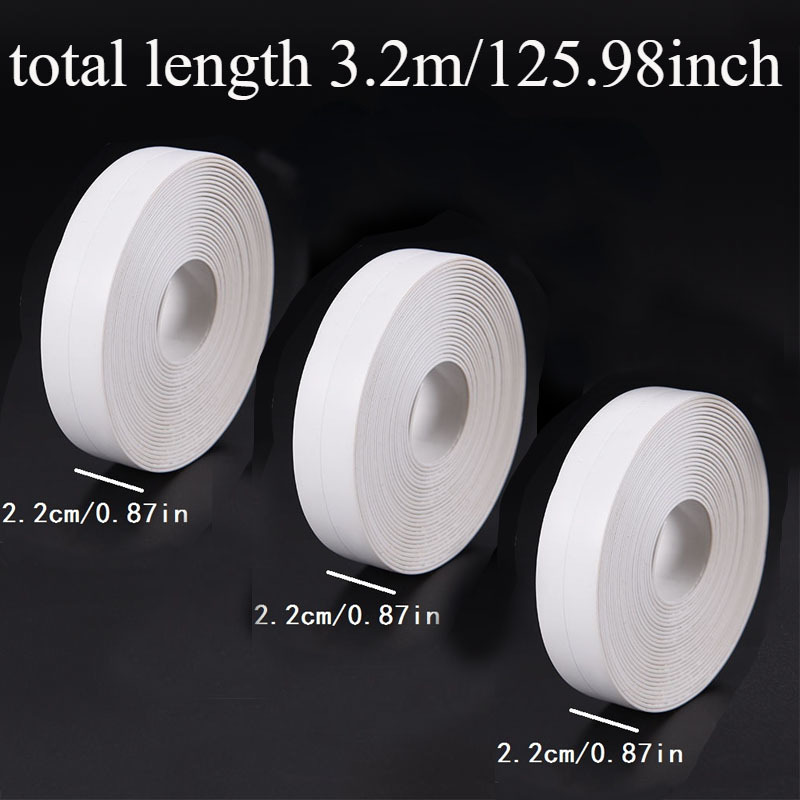 TEMU 3pcs Caulk Tape, 3 Rolls 2.2cm X 3.2meter Caulk Tape, Waterproof Self Adhesive Caulk Strip, Caulking Sealing Tape For Kitchen Countertop, Sink,
