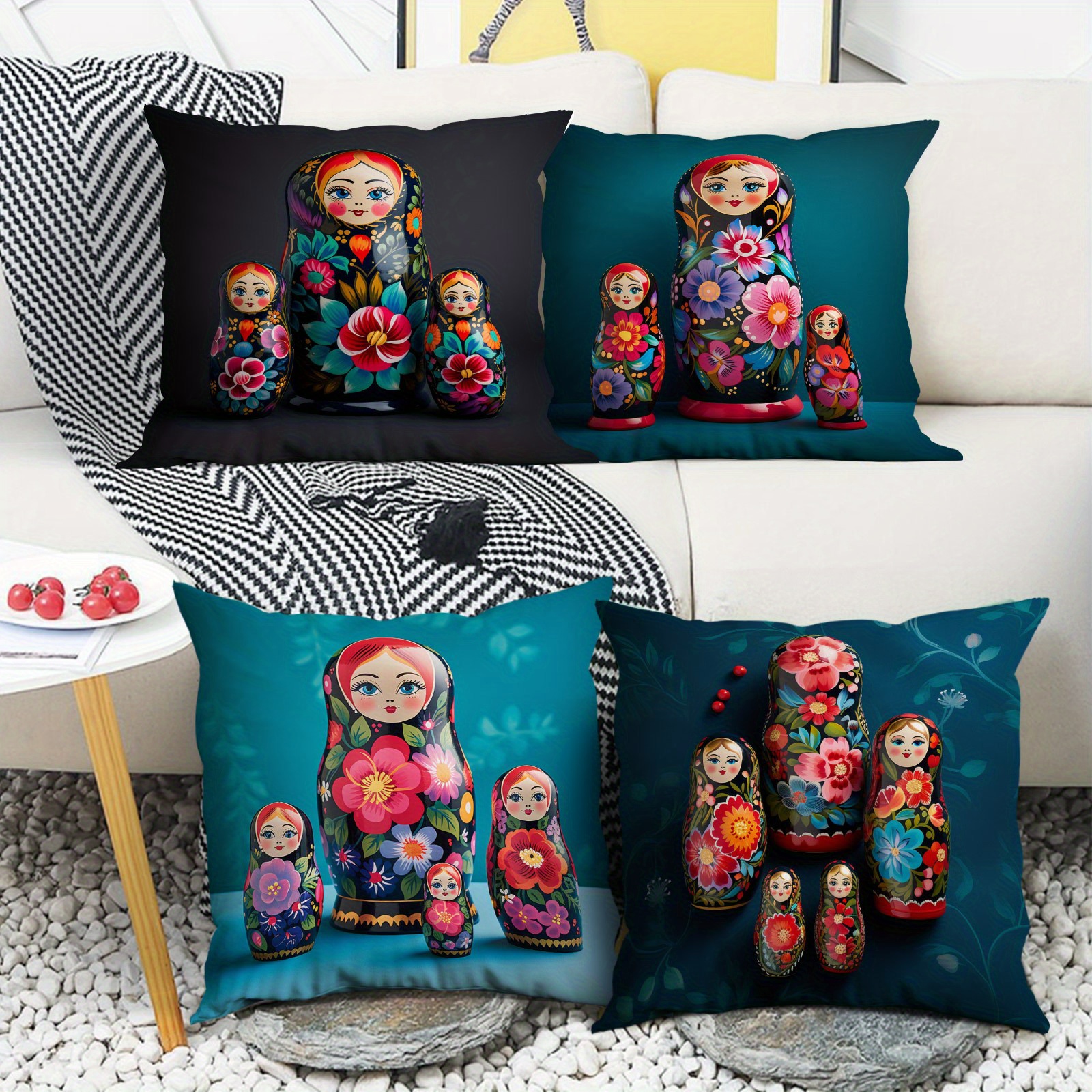 

Classic Pattern Pillowcase Set, 4 Pieces, No Pillow , Comfortable And , Suitable For Office, Bedroom, Balcony, Car, Sofa,