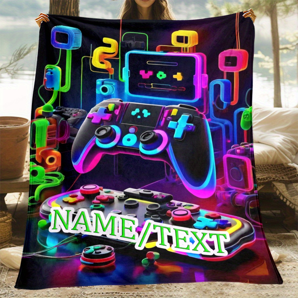 

Customizable Game Controller Flannel Throw Blanket - Soft, Warm, And Lightweight For Sofa, Office, Chair, Camping, Travel, No Feathers, Polyester, 1pc