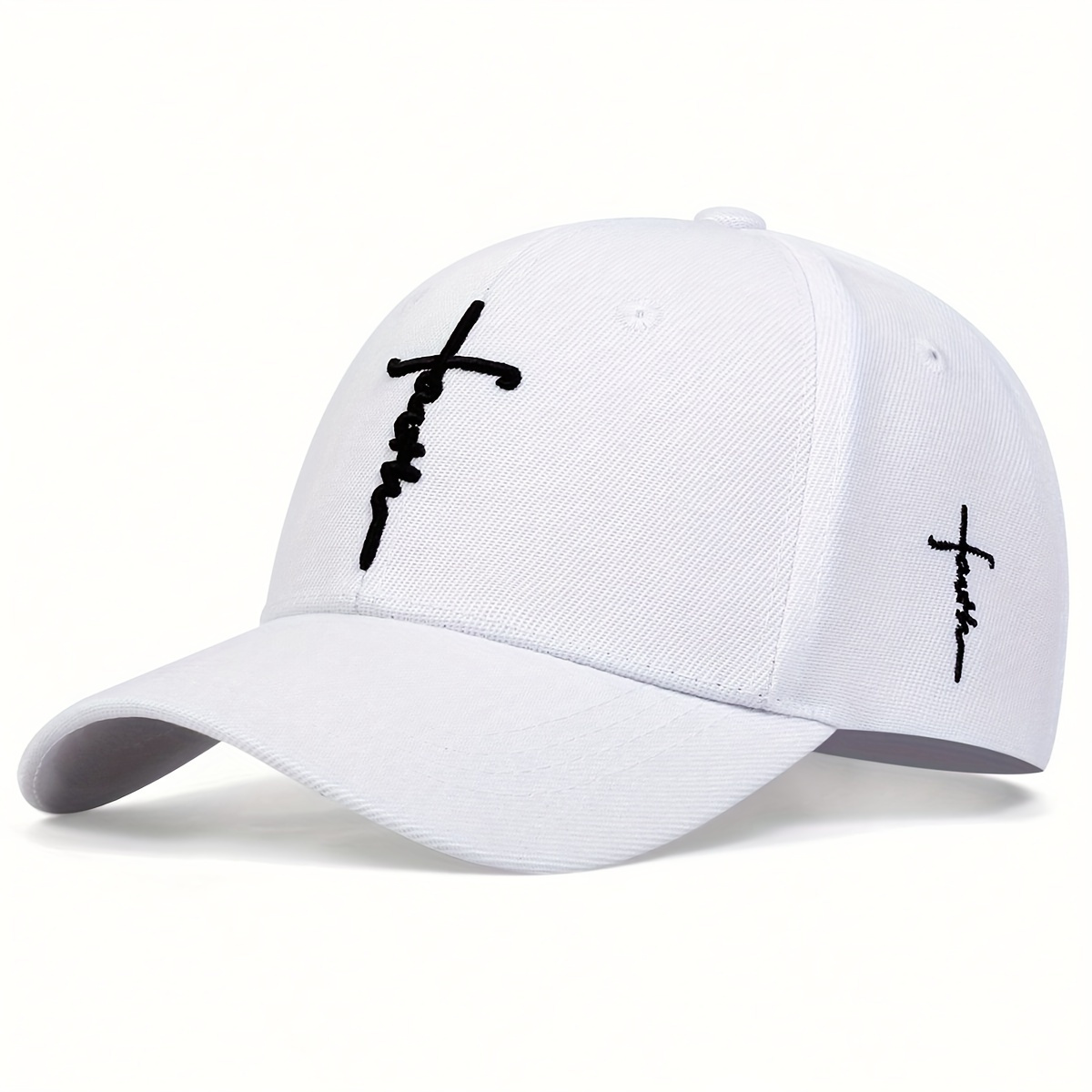 1pc Unisex Embroidered Cross Baseball Cap, Adjustable Polyester Hip-Hop Dad Hat with Sun Protection, Woven Movie Theme Headwear with Buckle Closure