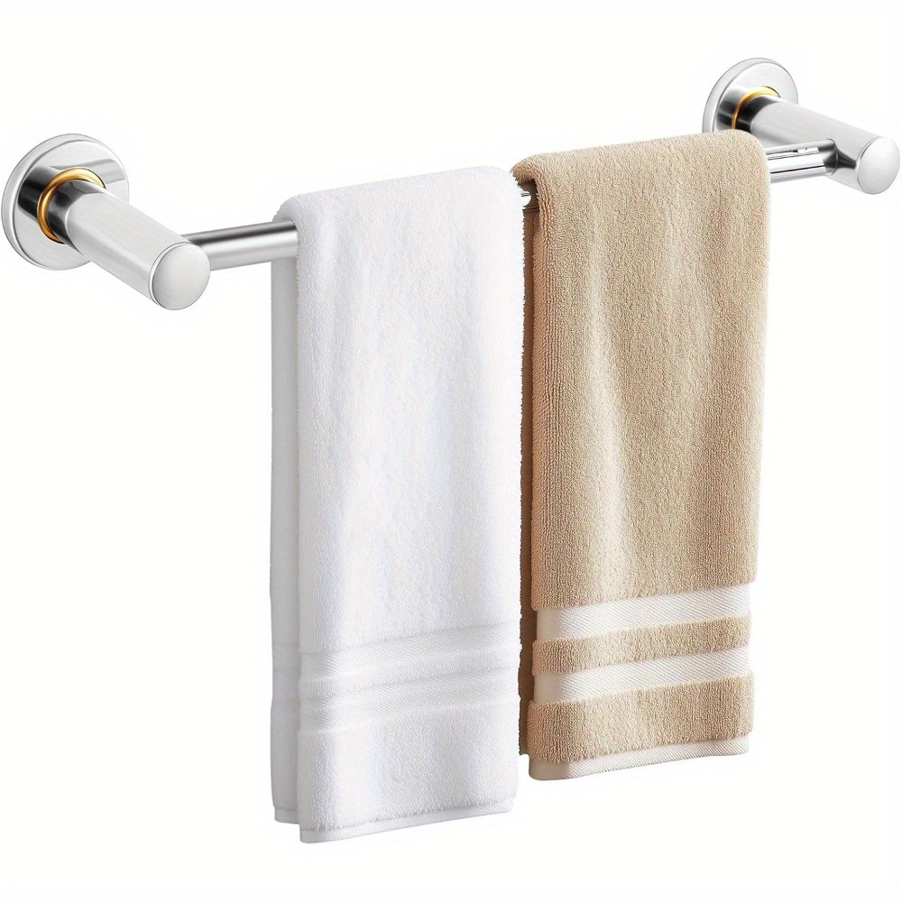 TEMU Stainless Steel Towel Bar Rack 40cm/ 50cm/ 60cm Wall Mounted Brushed Finish Round Towel Holder For Bathroom Kitchen Laundry Room Silvery