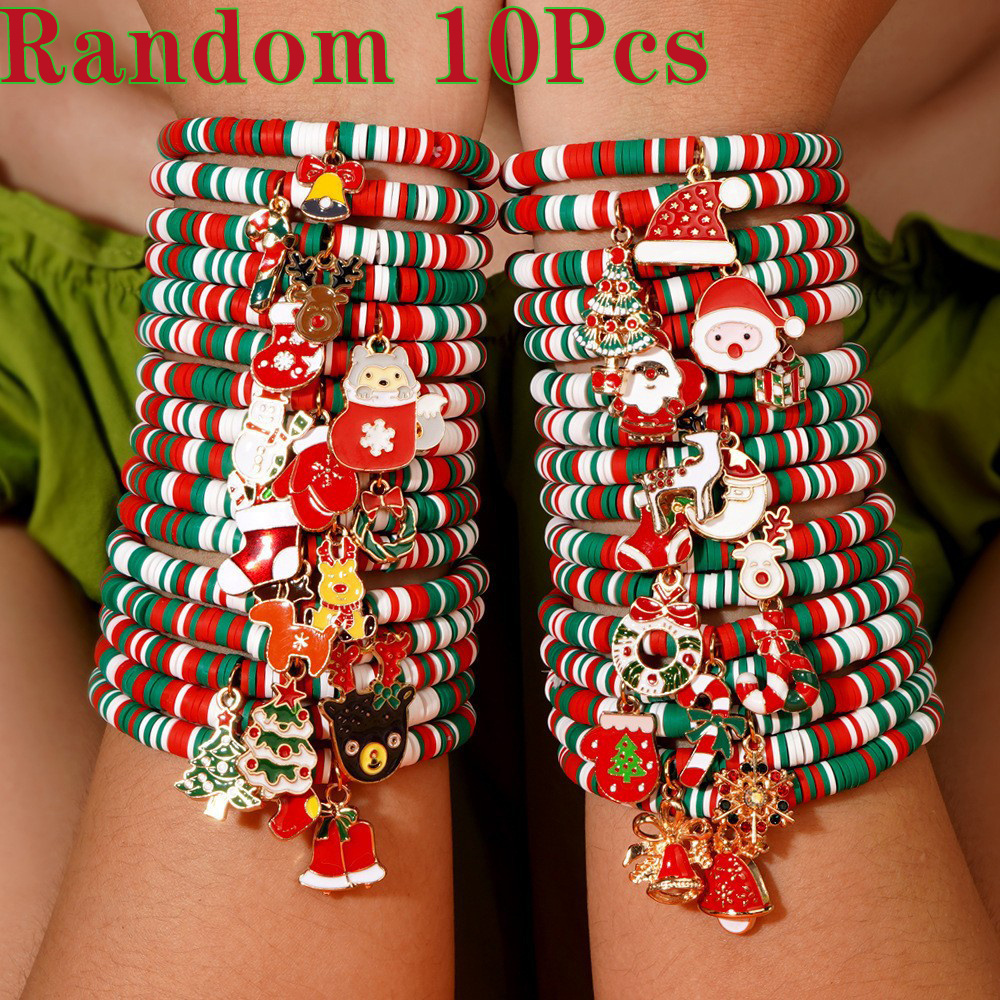 

10pcs Christmas Bracelets Set, Christmas Bracelets, Bracelets, Suitable For , For New & Christmas
