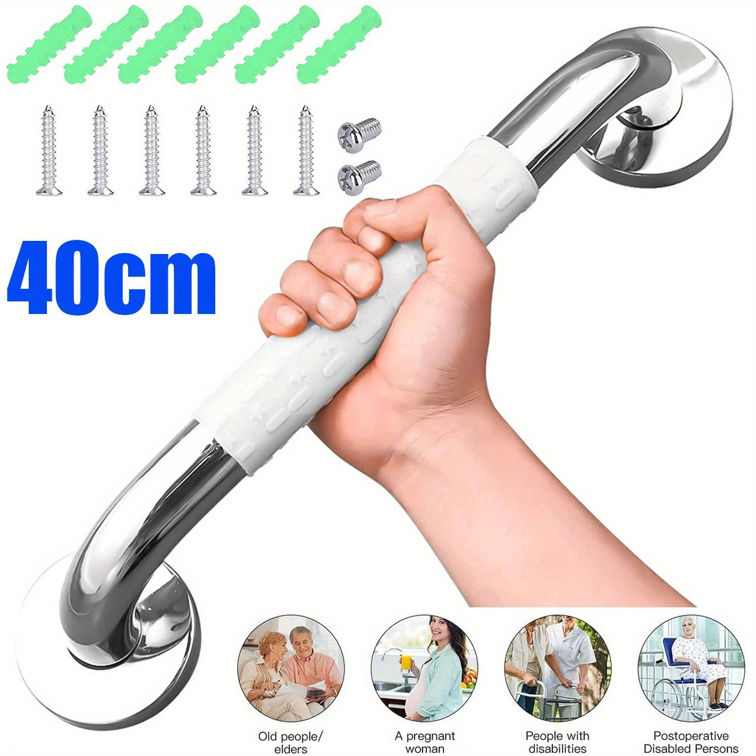 Stainless Steel Anti-slip Grab Bars Bathroom Grab Bars 40 Cm Stainless Steel Shower Handle Bathroom Anti-slip With Screw Accessories