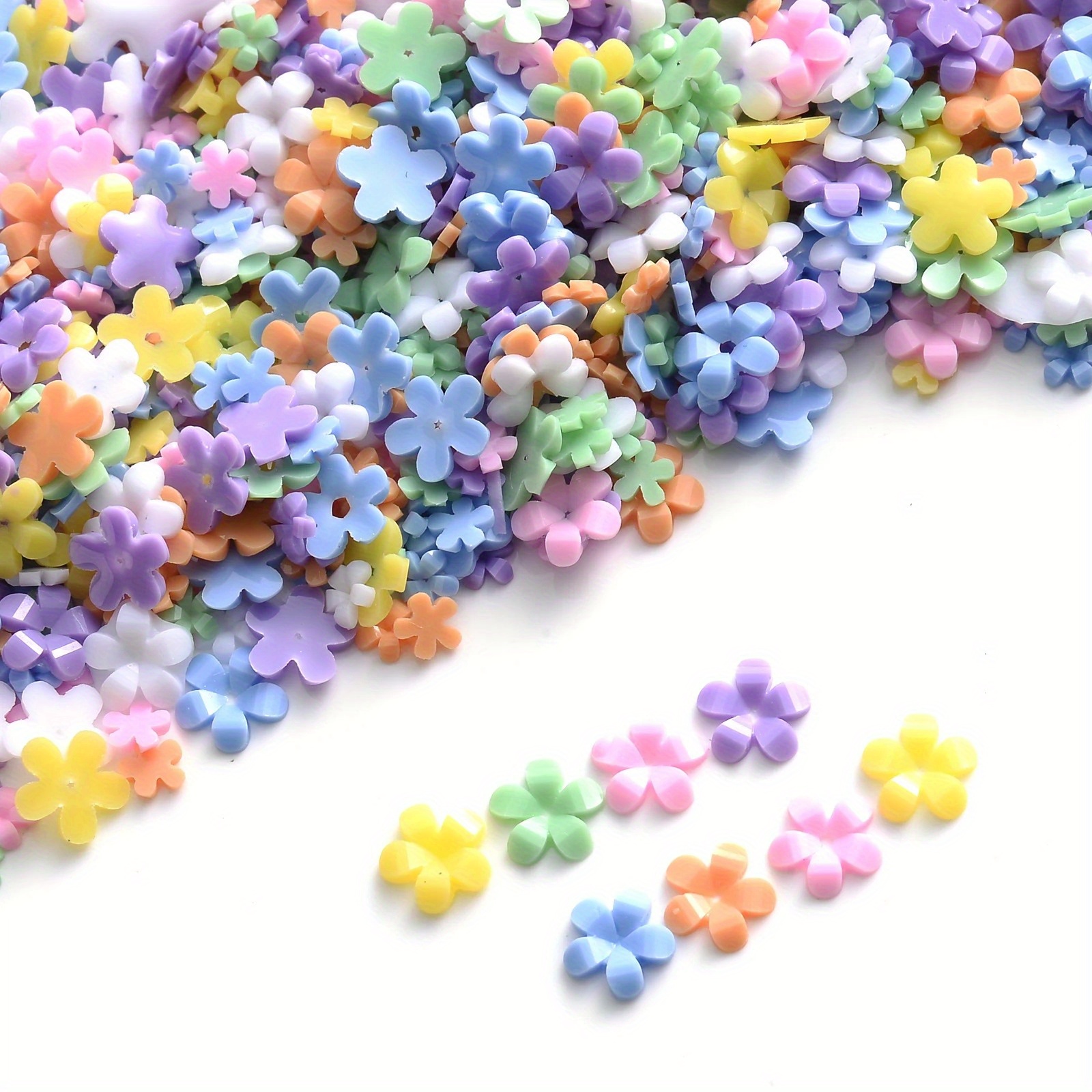500pcs 3mm Acrylic Five-petal Flower Embellishments For Nail Art & Scrapbooking Decor