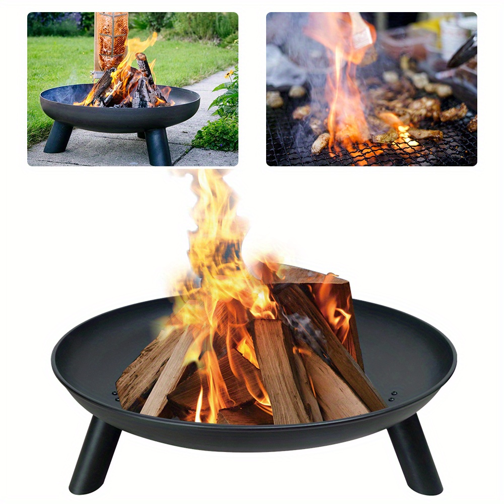 

Fire Bowl Ø 76 Cm Round, Multifunctional Cast Iron Metal Bowl With Handles And 3 Removable Support Legs, With Rust-proof, Paint