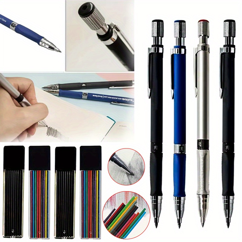 

2.0mm Mechanical Pencil Set With 2b Black/colored Lead, And Sketching Pens, Art Drawing Automatic Pencils, No Feather - Mixed Color Pack