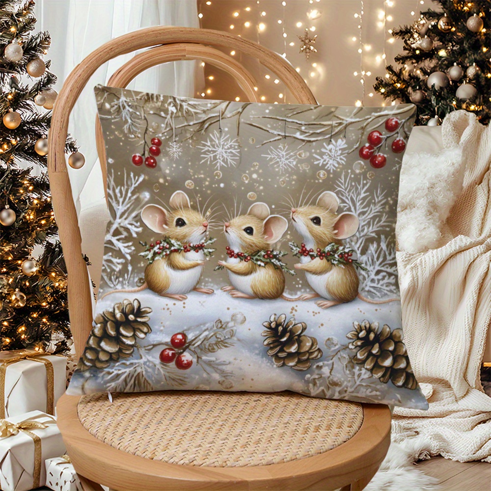 

Christmas Throw Pillow Cover - Soft Short Plush With Hidden Zipper, Sofa & Bed Decor (pillow Insert Not Included)