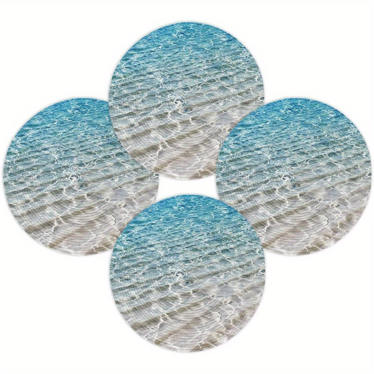 

4pcs Set Transparent Sea Water Placemats Washable Placemats Beach Placemats Round Heat-resistant Table Mats Suitable For Kitchen Dining Table Party Home Decoration 15 Inches