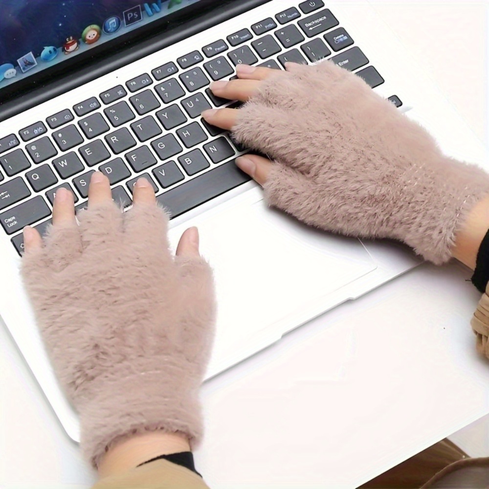 

Half-finger Gloves - Solid Color, Touchscreen Compatible For Winter Driving & Outdoor Activities