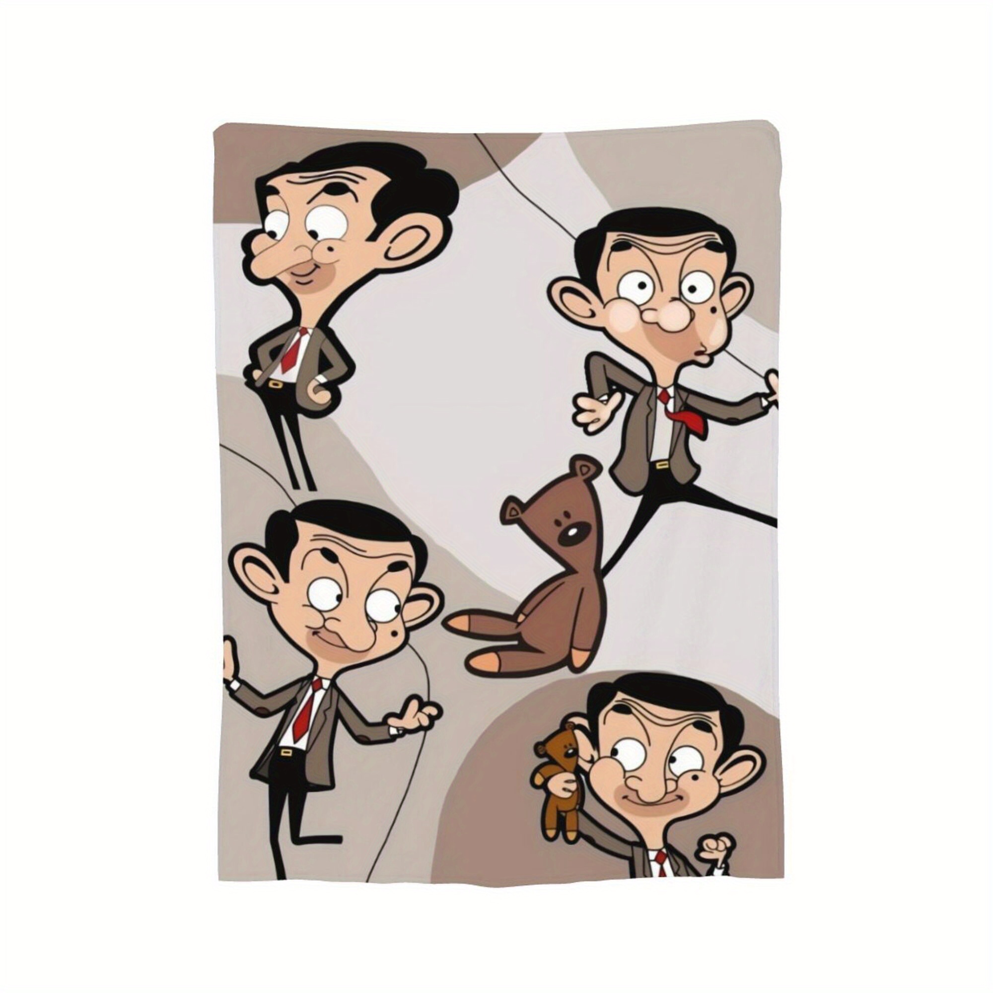 cozy cartoon mr bean flannel throw blanket versatile warm soft for   perfect gift for travelers birthdays christmas halloween details 9