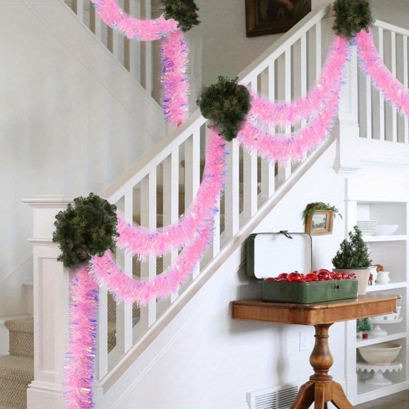 

4pcs 2.75inch Pink Christmas Hanging Decorations Garland Garland Twist Garland Hanging Decorations For Christmas, Bridal Shower, Wedding, Birthday, Theme Party, Rainbow Show Decoration