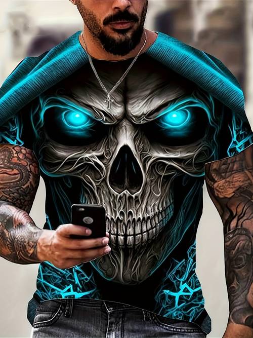 Men's Skeleton T Shirts 3d Print Skull O-Neck T Shirt Oversized T-Shirt Short-Sleeve Tee Sportswear Men's Clothing Top