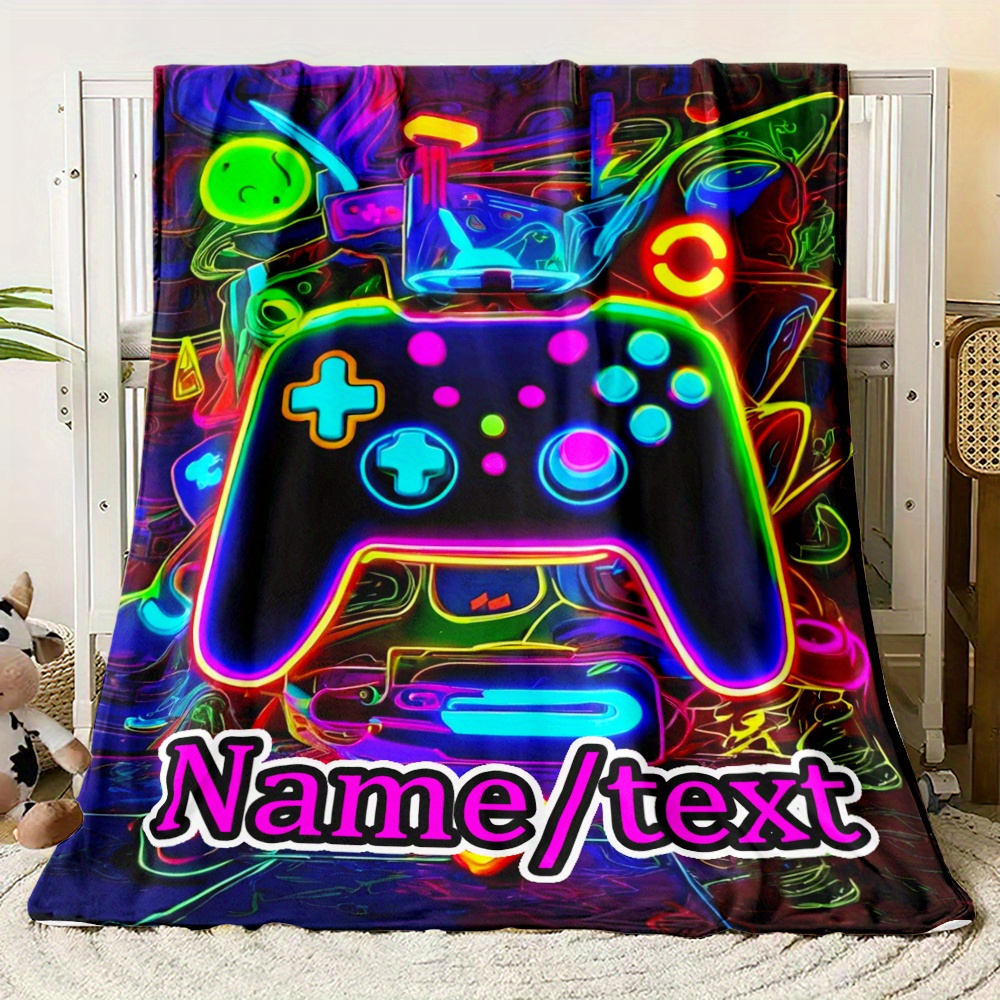 

1pc Customizable Name Blanket, Flannel Fleece , For Sofa, , , , , , And Bed - , No ,