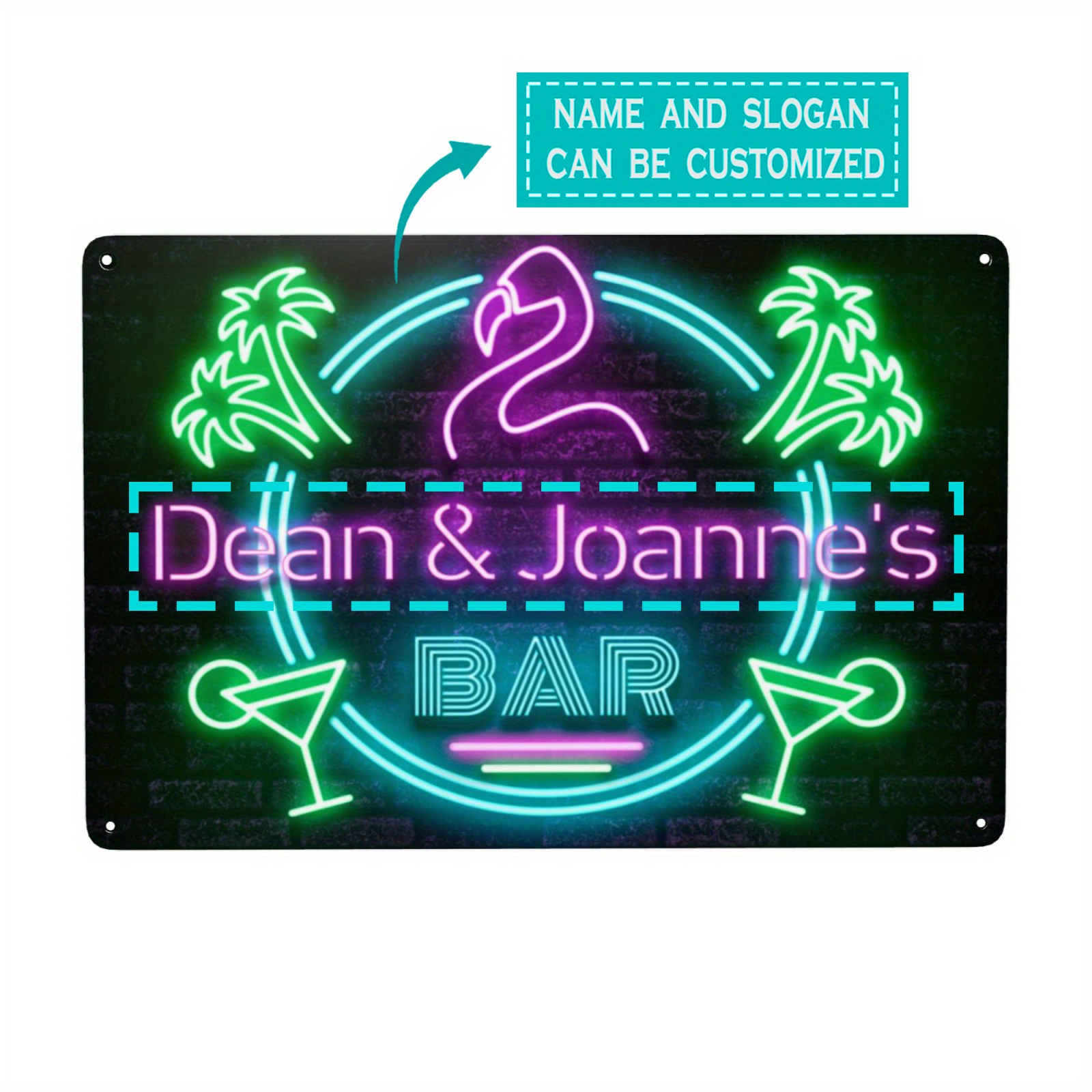 TEMU 1pc Customize With Your Text Aluminium Sign, Personalised Novelty Home Decor, Room Decor, Bar Sign Aluminium Plaque Eighties Style