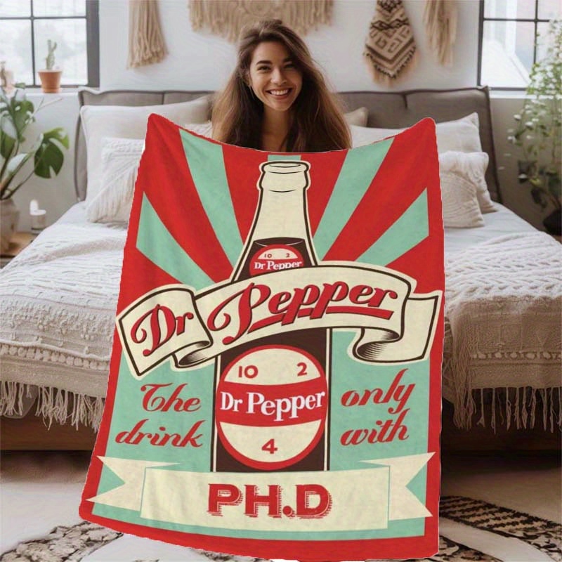 

Dr Pepper Flannel Throw Blanket - Anime Themed , 100% Polyester, Non-woven Fabric, Lightweight Throw For Sofa, Bed, Picnic, Travel, Office Nap - Unique Gift For Christmas, Weddings, Birthdays