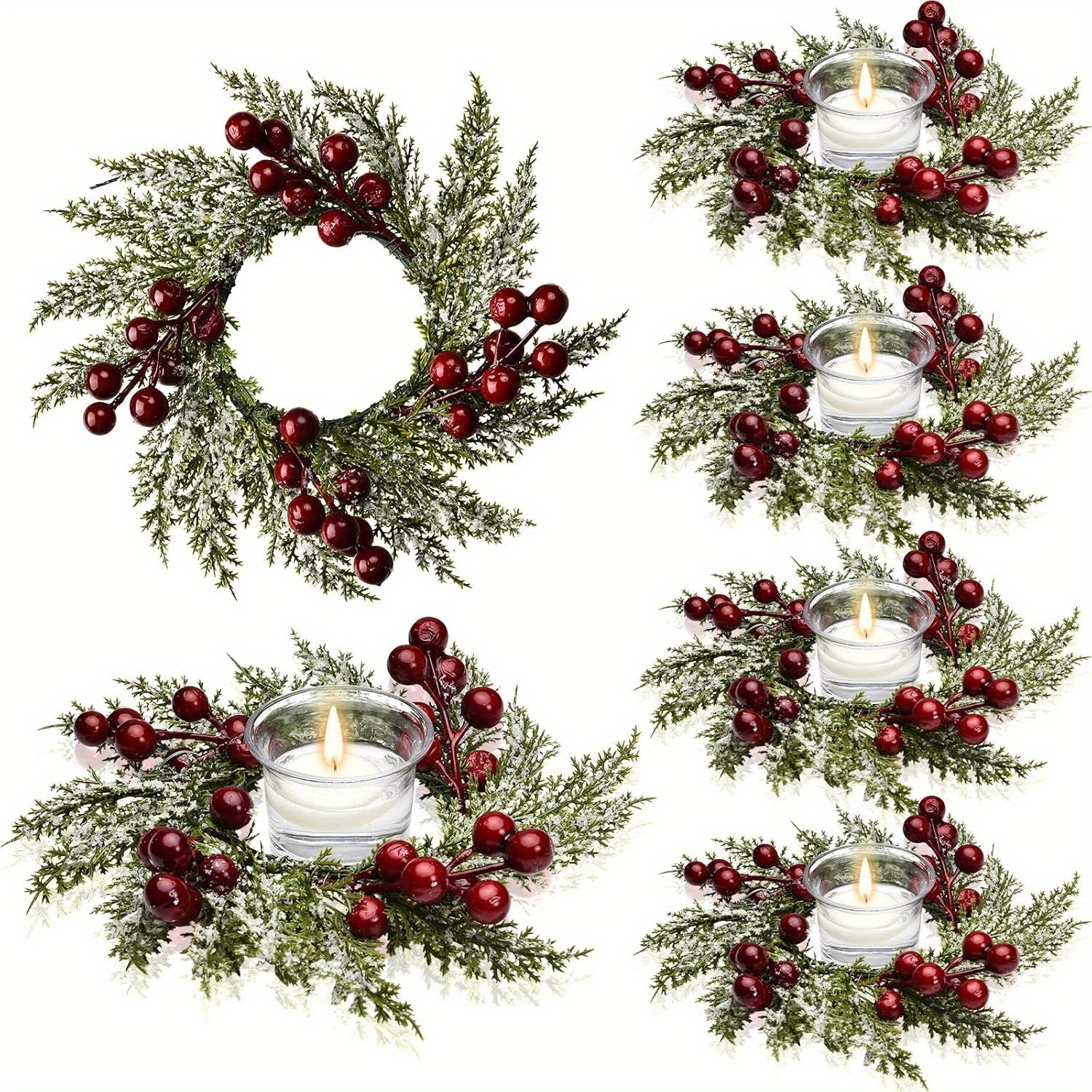 

2pcs Christmas Wreaths - Red Pinecones Table Decor - No Required, Featherless Plastic Centerpieces For , Decoration