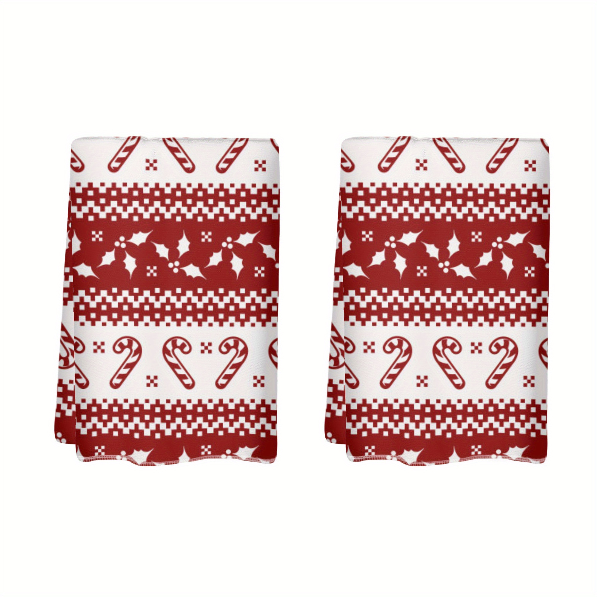 

2-pack Christmas Candy Cane & Kitchen Towels, Polyester Dish Cloths, Hand Wash Only Oblong Woven Tea Towels For Baking & Cooking, Modern Cartoon Style Home Decor, Ideal Housewarming Gift 18x26 Inches